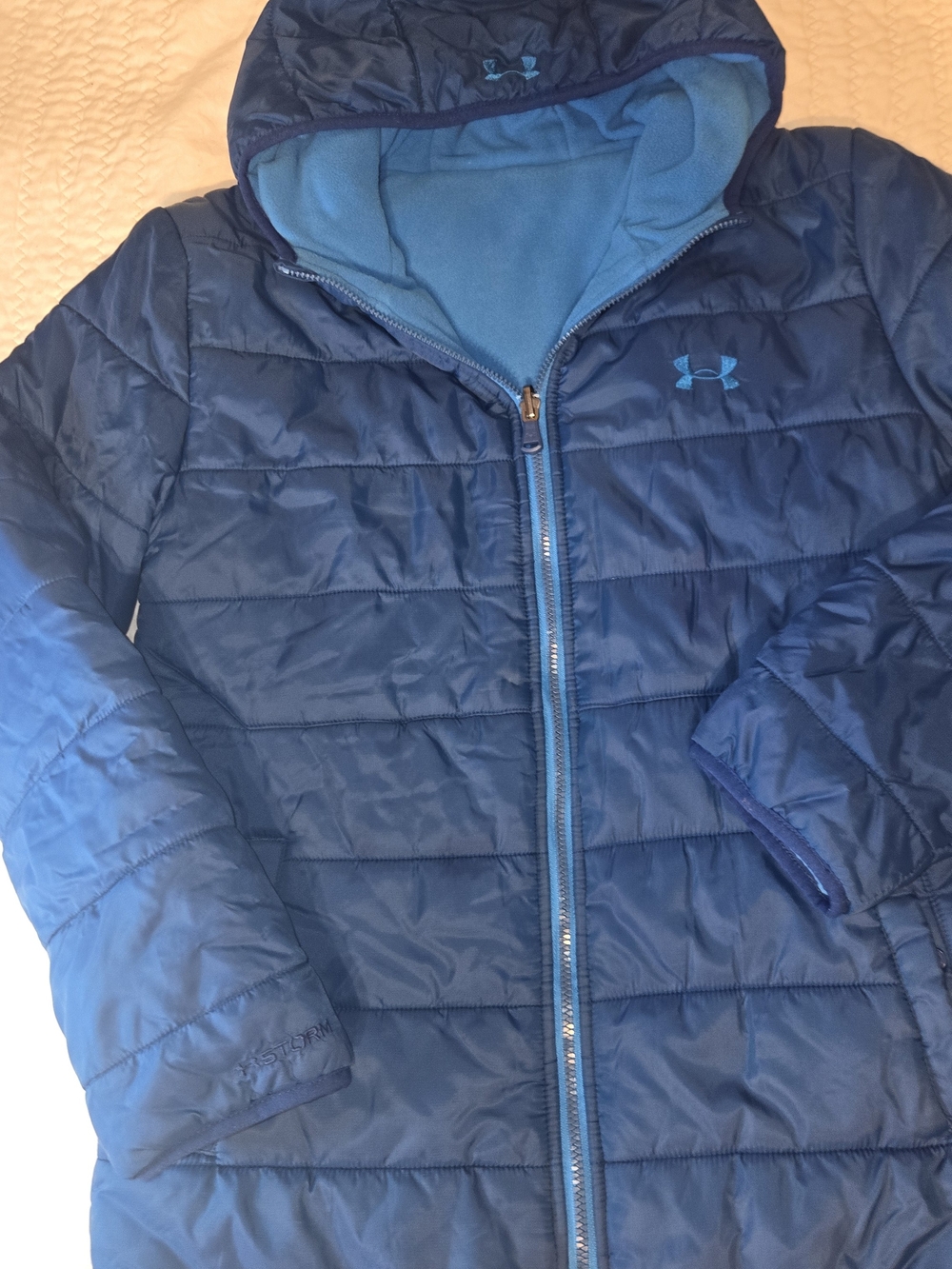 Under Armour Kids Blue Hooded Quilted Puffer Jacket